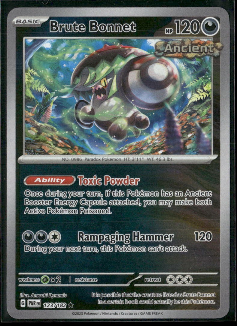 Brute Bonnet Reverse Holo Rare SV04: Paradox Rift 123/182 NM