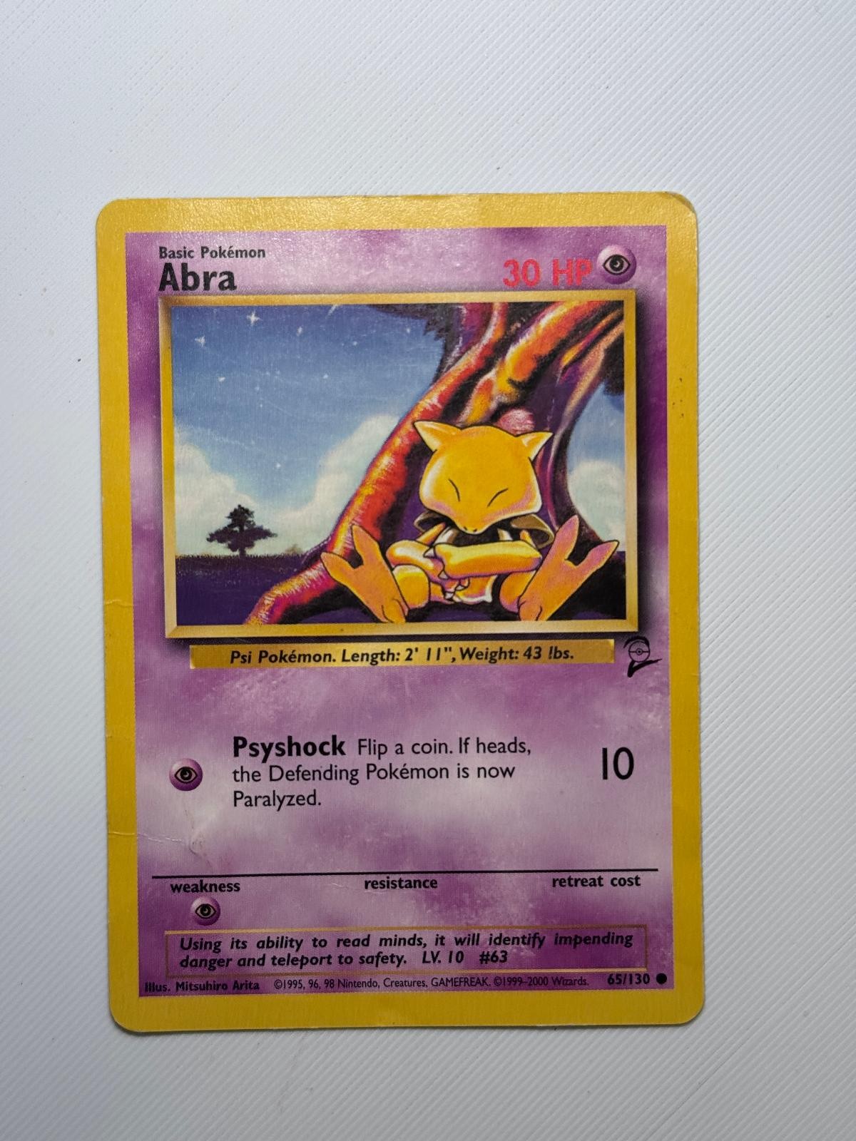 Abra 43/102 Common Base Set Unlimited Pokemon Moderately Played