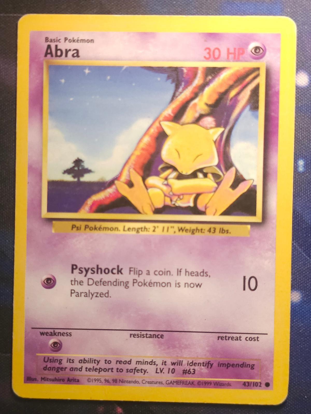 ABRA 43/102 C BASE SET UNLIMITED POKEMON HP