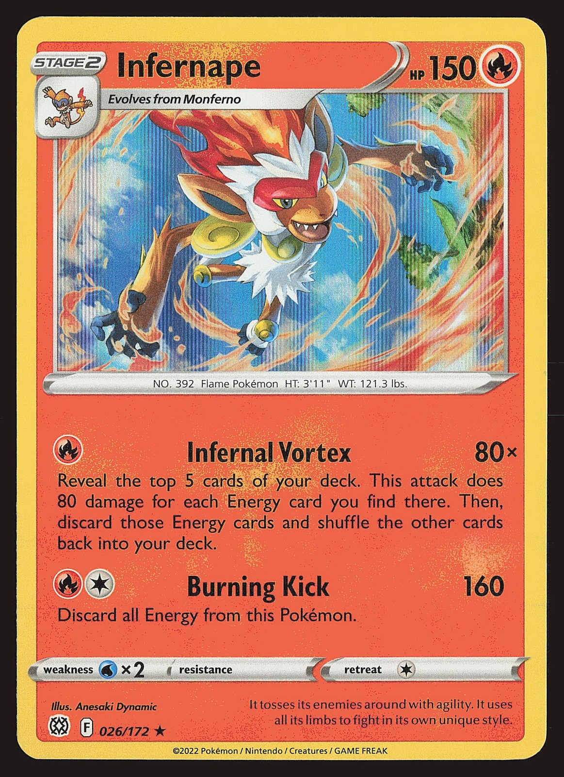 SWSH09: Brilliant Stars Infernape #026/172 Holo Rare Pokemon Card