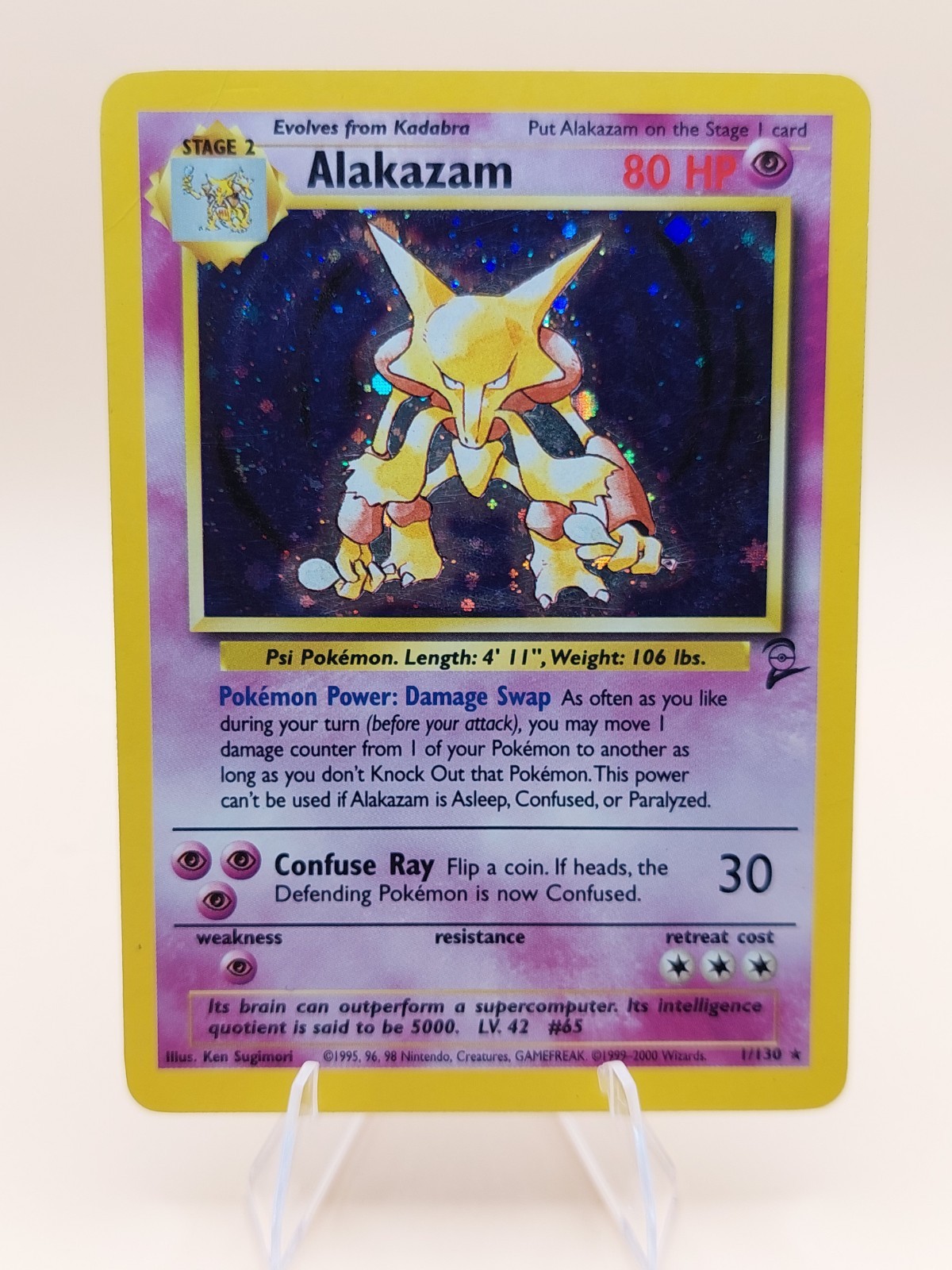 Alakazam Base Set 2 Holo Rare No. 1/130 Pokemon Card – 2000