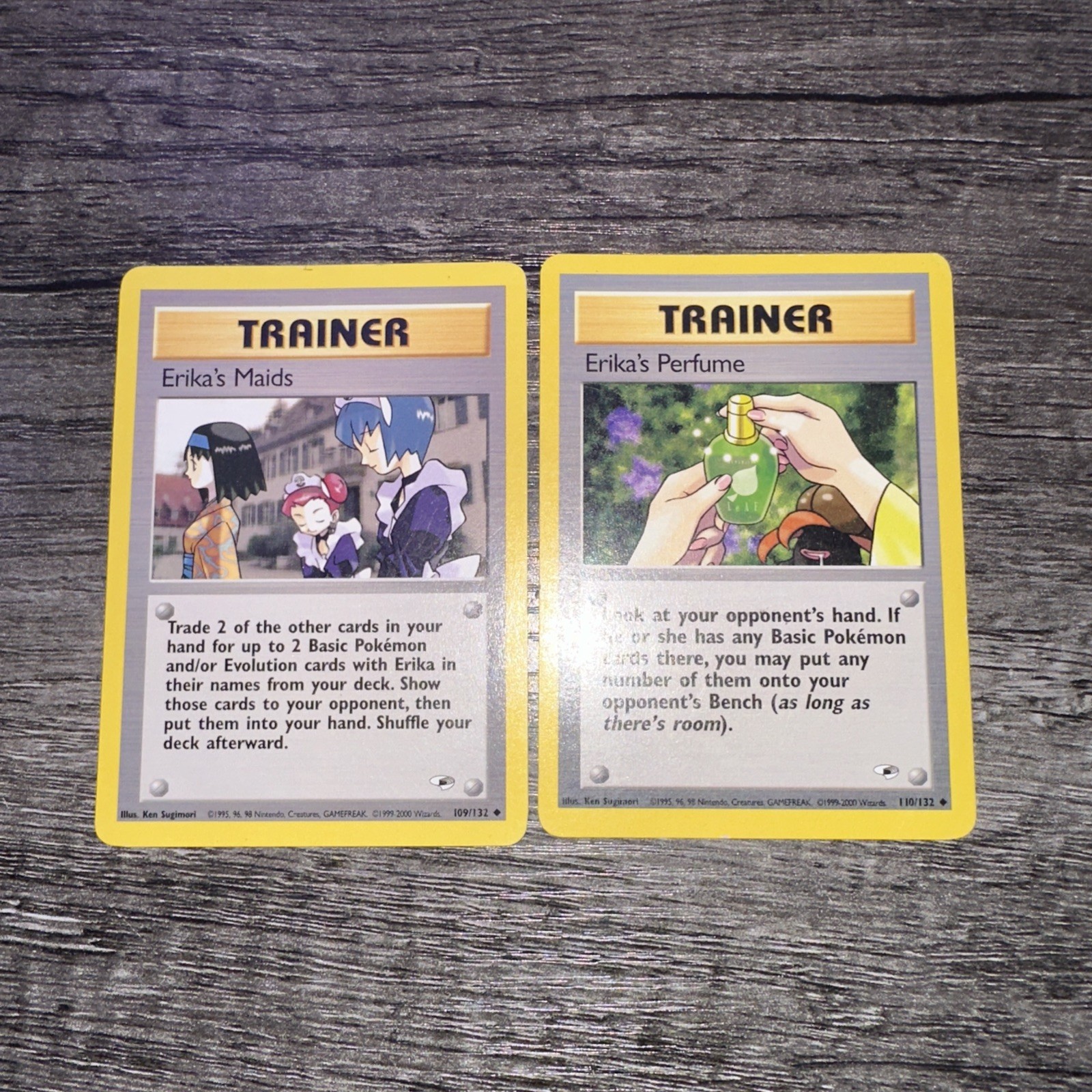 Erika’s trainer 109/132 & 110/132 & 42/132 Gym Heroes Trainer Pokemon Card