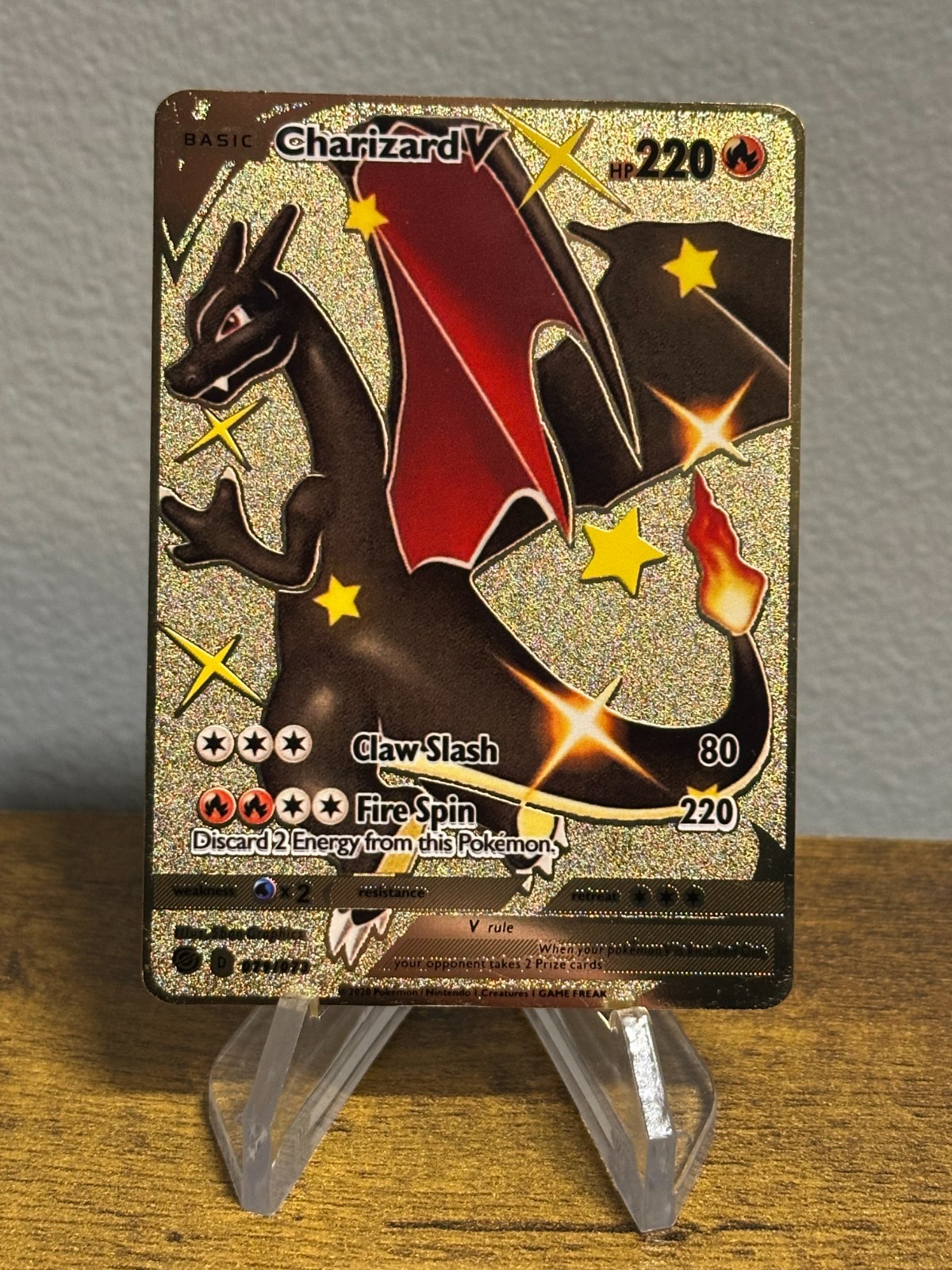 ⭐Charizard V Gold Metal Pokémon Card Collectible/Gift/Display ⭐