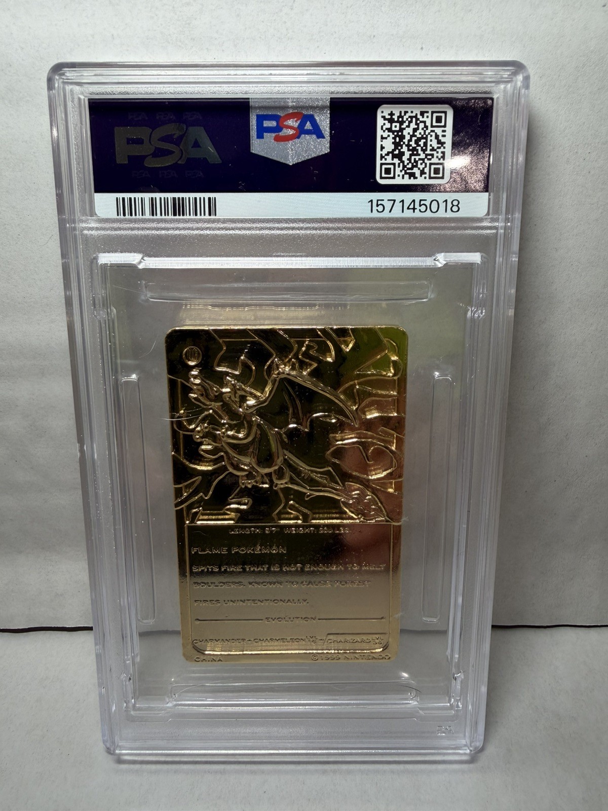 1999 Burger King Pokémon Charizard #06 23K Gold Plated Promo PSA 9 MINT