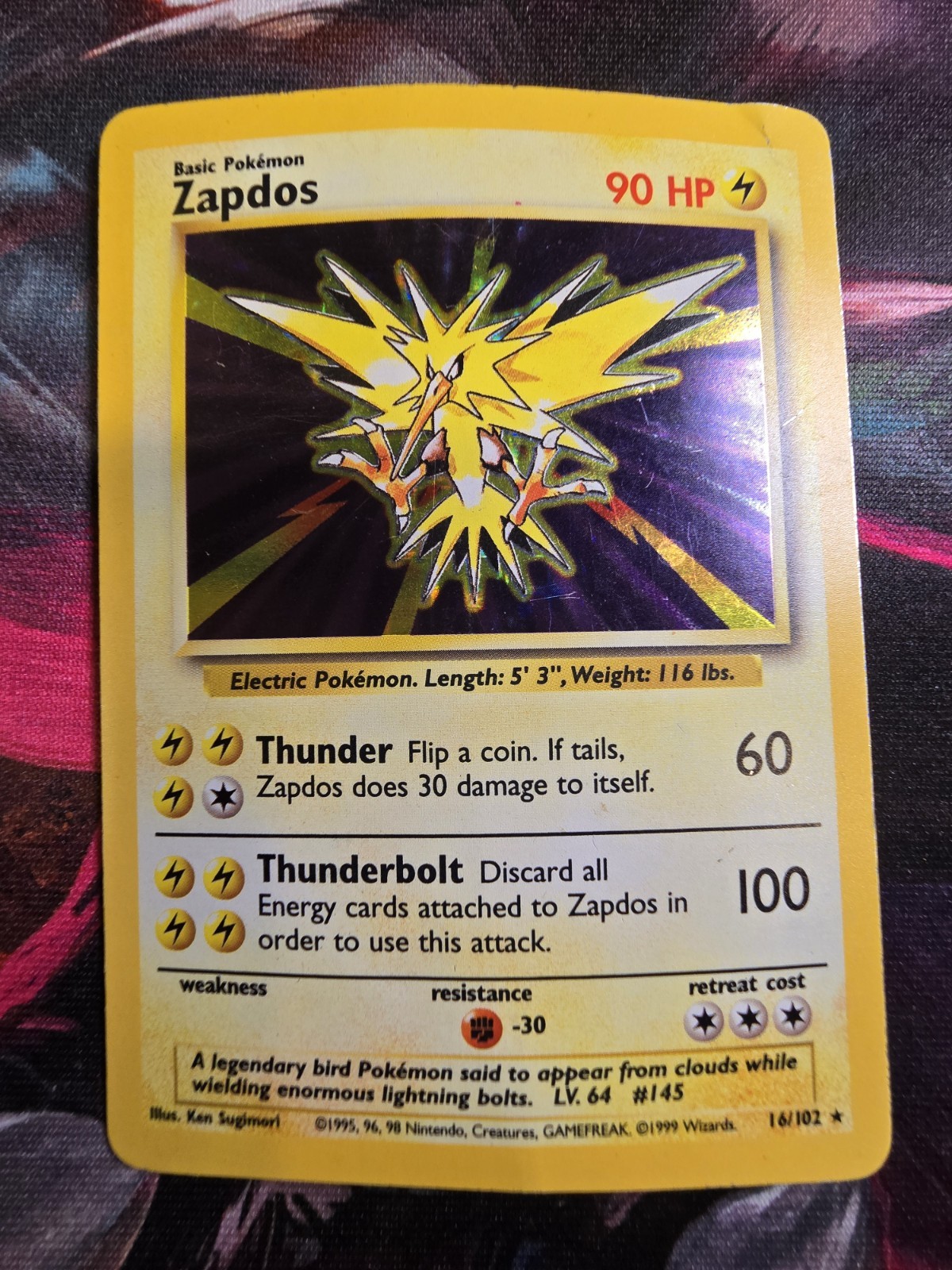Pokémon TCG Zapdos Base Set 16/102 Holo Rare