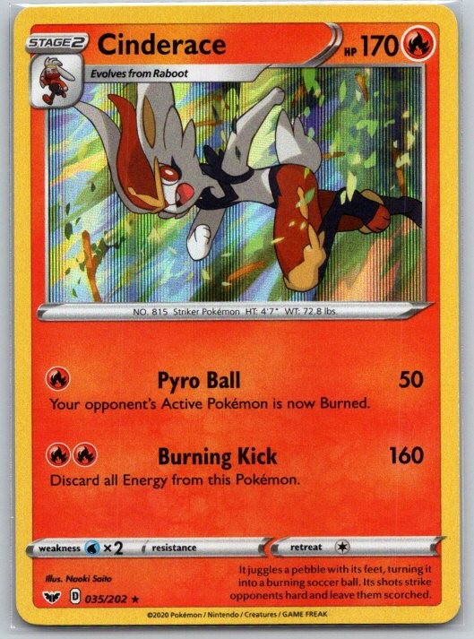 Cinderace 035/202 Holo Rare Sword & Shield Pokemon Near Mint