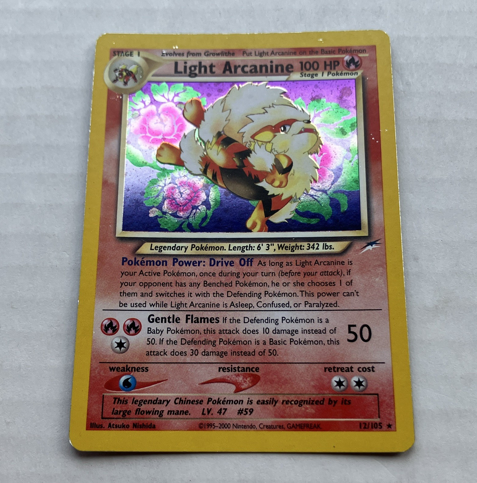 Pokemon TCG Light Arcanine Neo Destiny 12/105 Holo Rare English 100 HP Unlimited