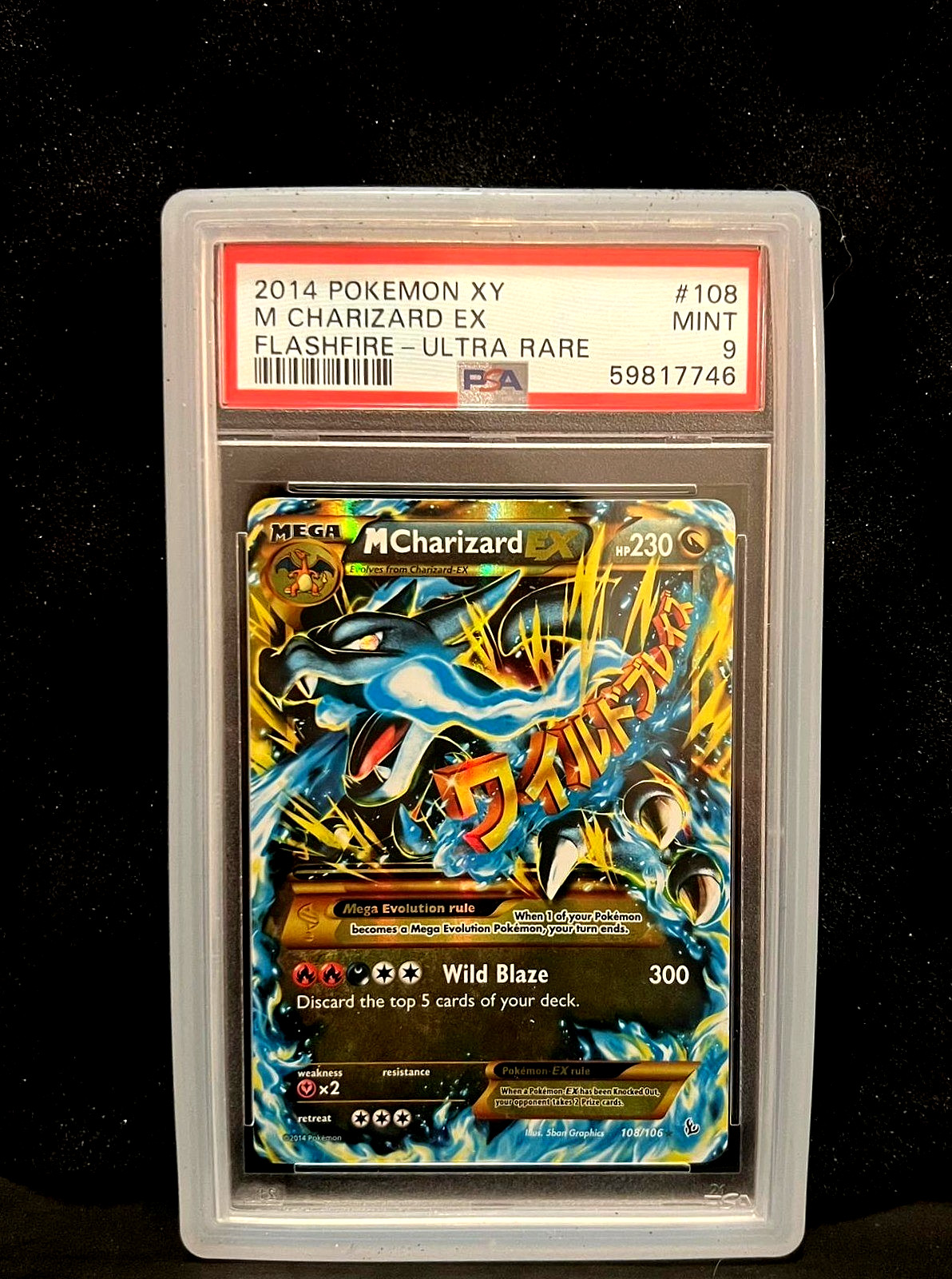 Pokemon TCG: 2014 Mega Charizard EX (X) (Secret) 108/106 Flashfire Holo PSA 9