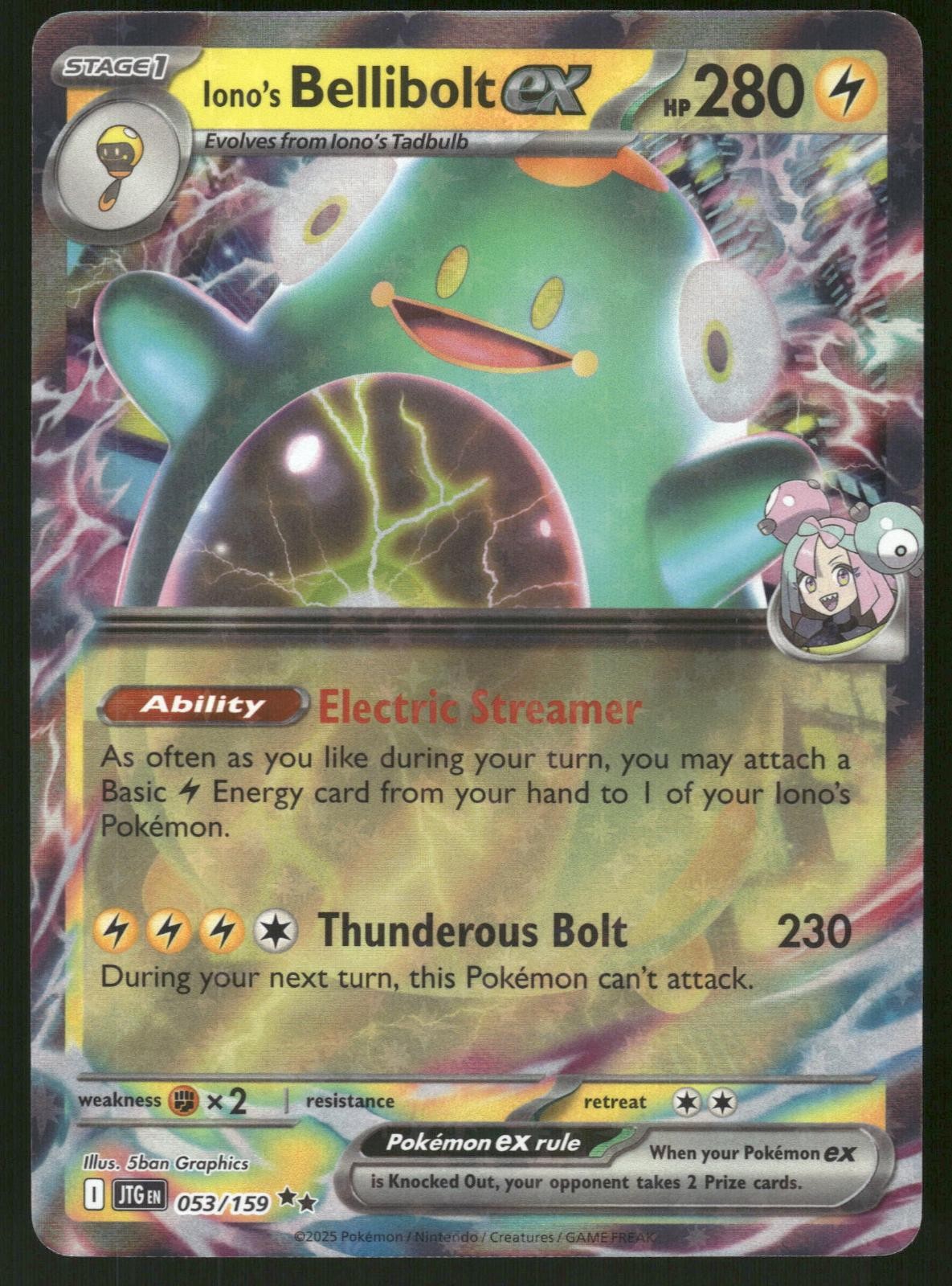 Iono’s Bellibolt ex 053/159 Double Rare Journey Together Pokemon Holo Near Mint