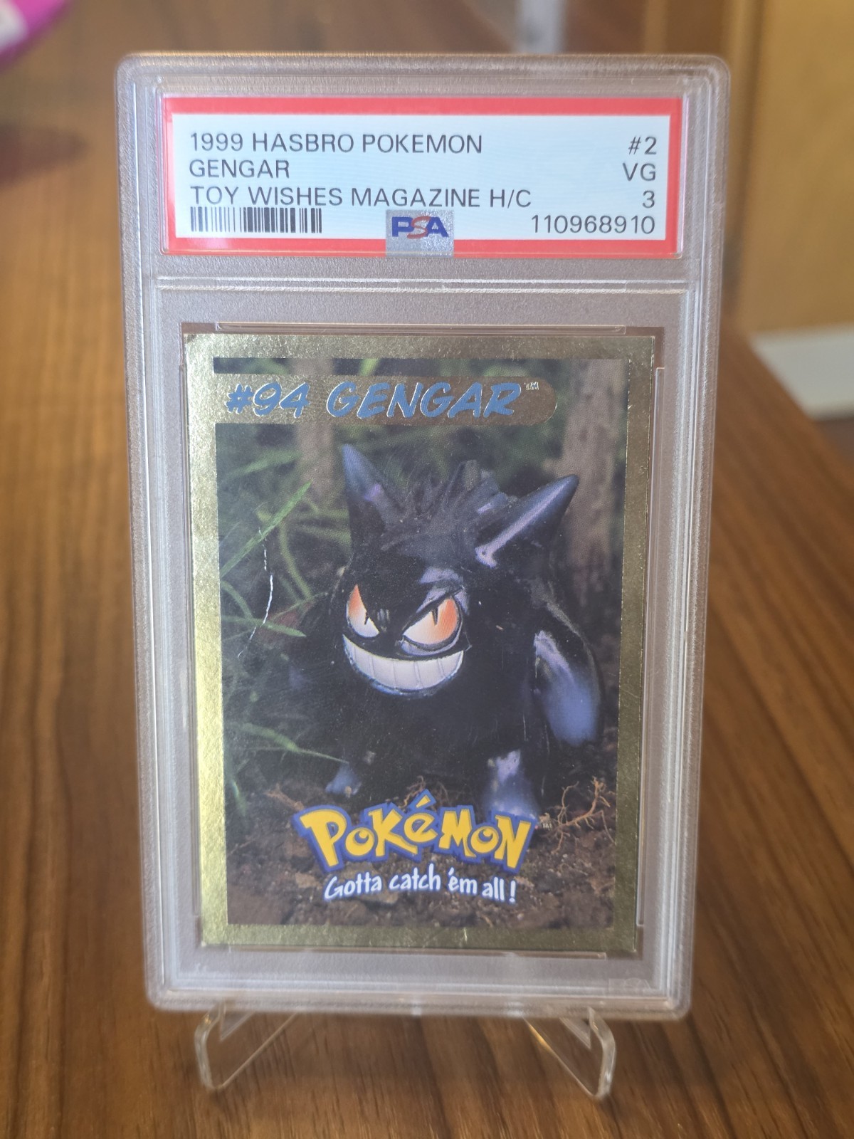 Gengar Pokemon Card Hasbro Toy Wishes Magazine Hand Cut 1999 Nintendo WOTC PSA 3