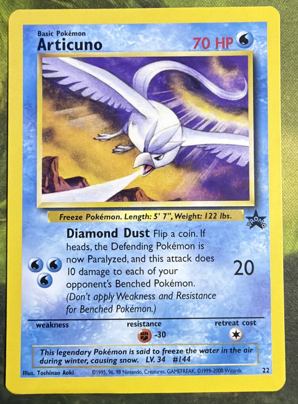 Articuno Promo 22 – WOTC Black Star Promo – Moderate Play