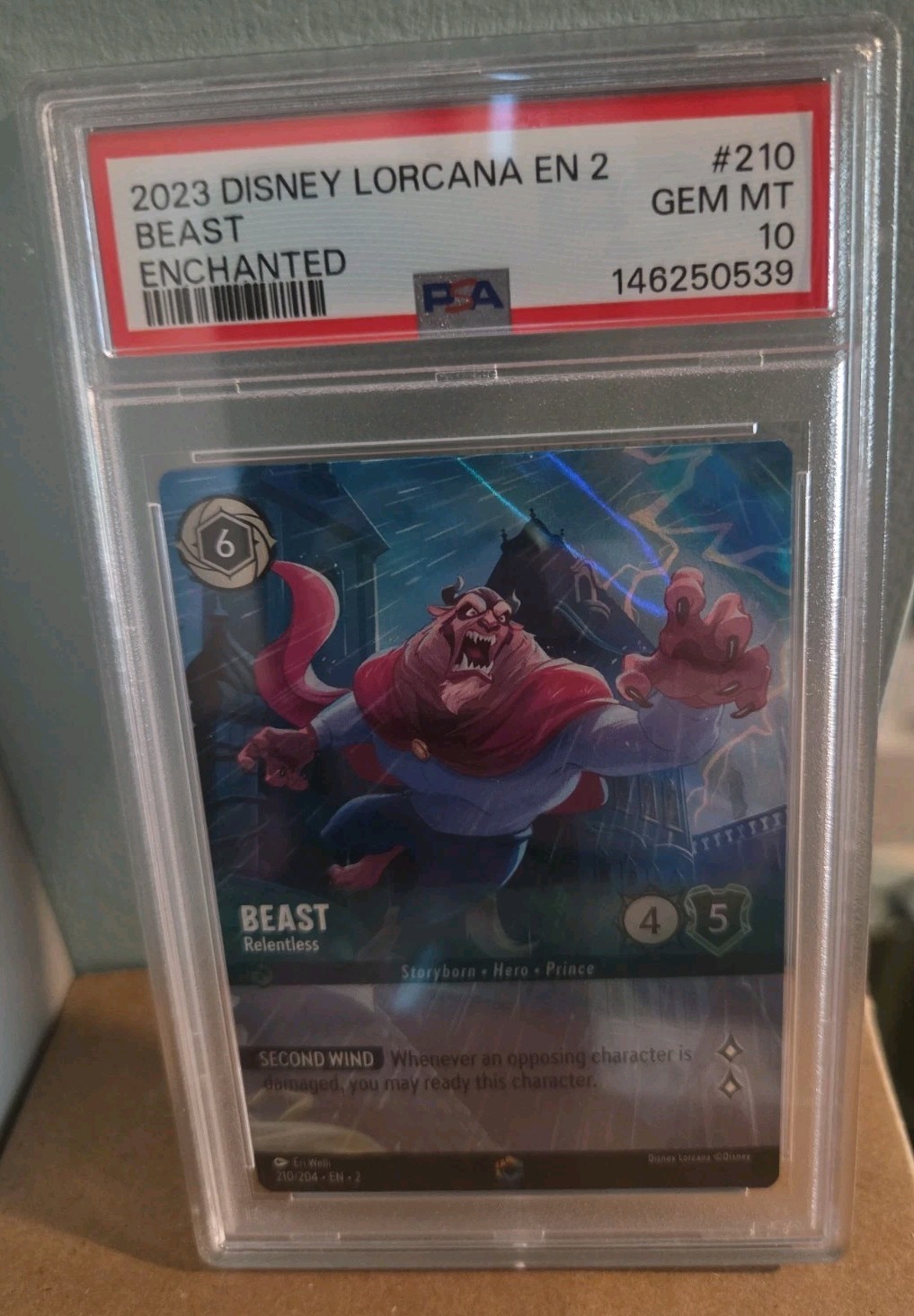 Disney Lorcana Beast Relentless 210/204 Enchanted PSA 10 GEM MINT