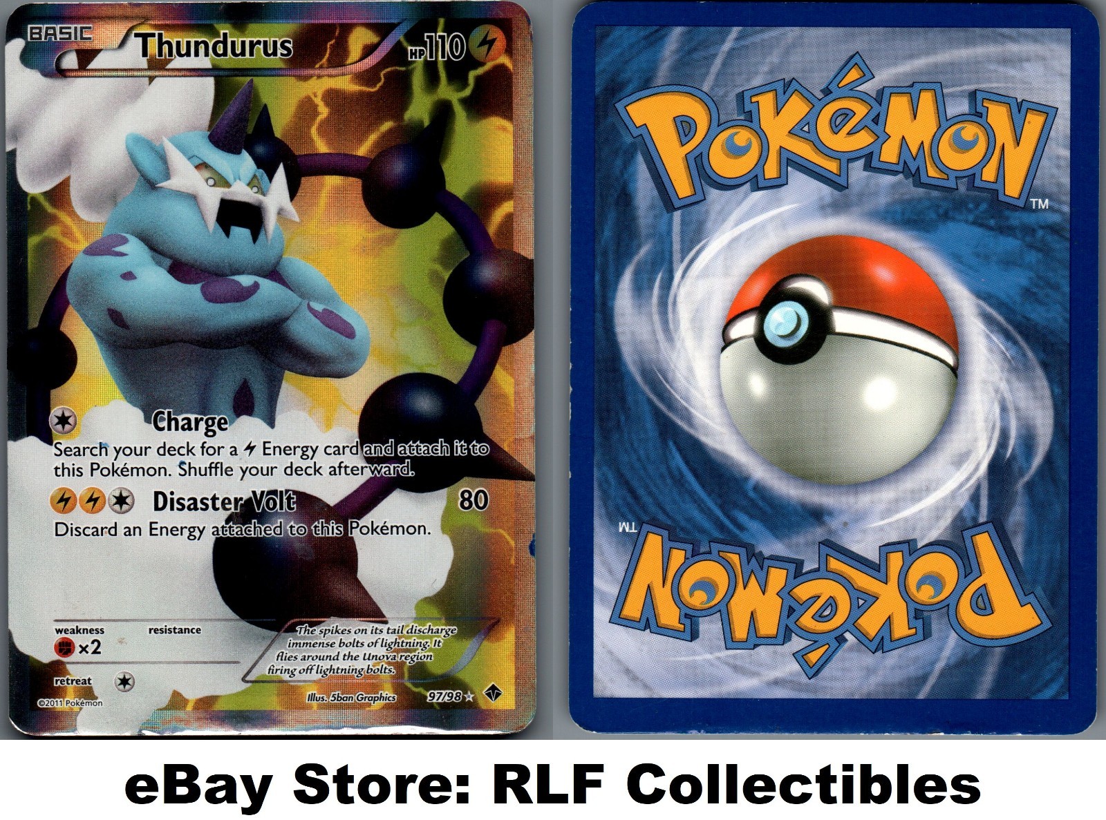 2011 Pokemon, B&W Emerging Powers, #97/98 Thundurus, Holo Ultra Rare