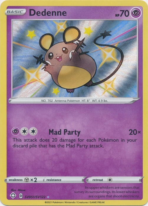 Dedenne SV051/SV122 Shiny Holo Rare Shining Fates Pokemon TCG