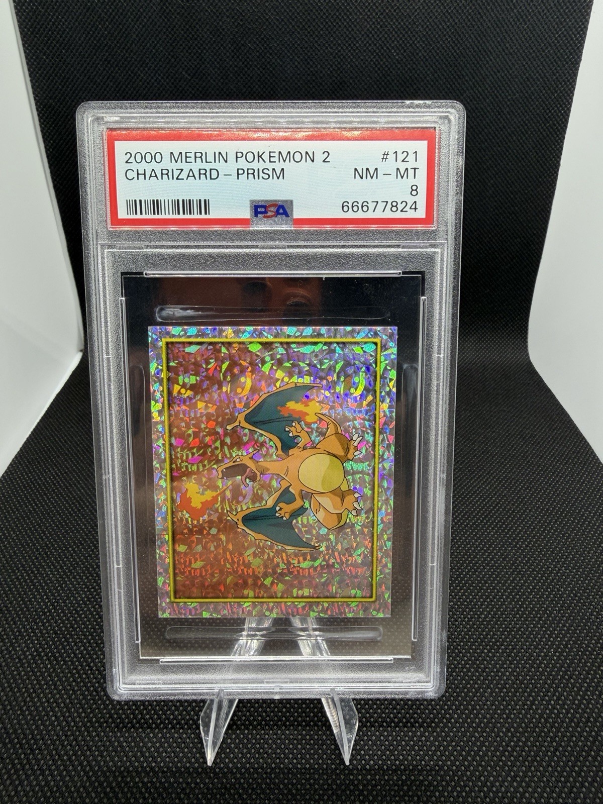 Merlin 2000 Pokemon TCG Merlin Pokemon 2 Charizard Prism Holo #121 PSA 8