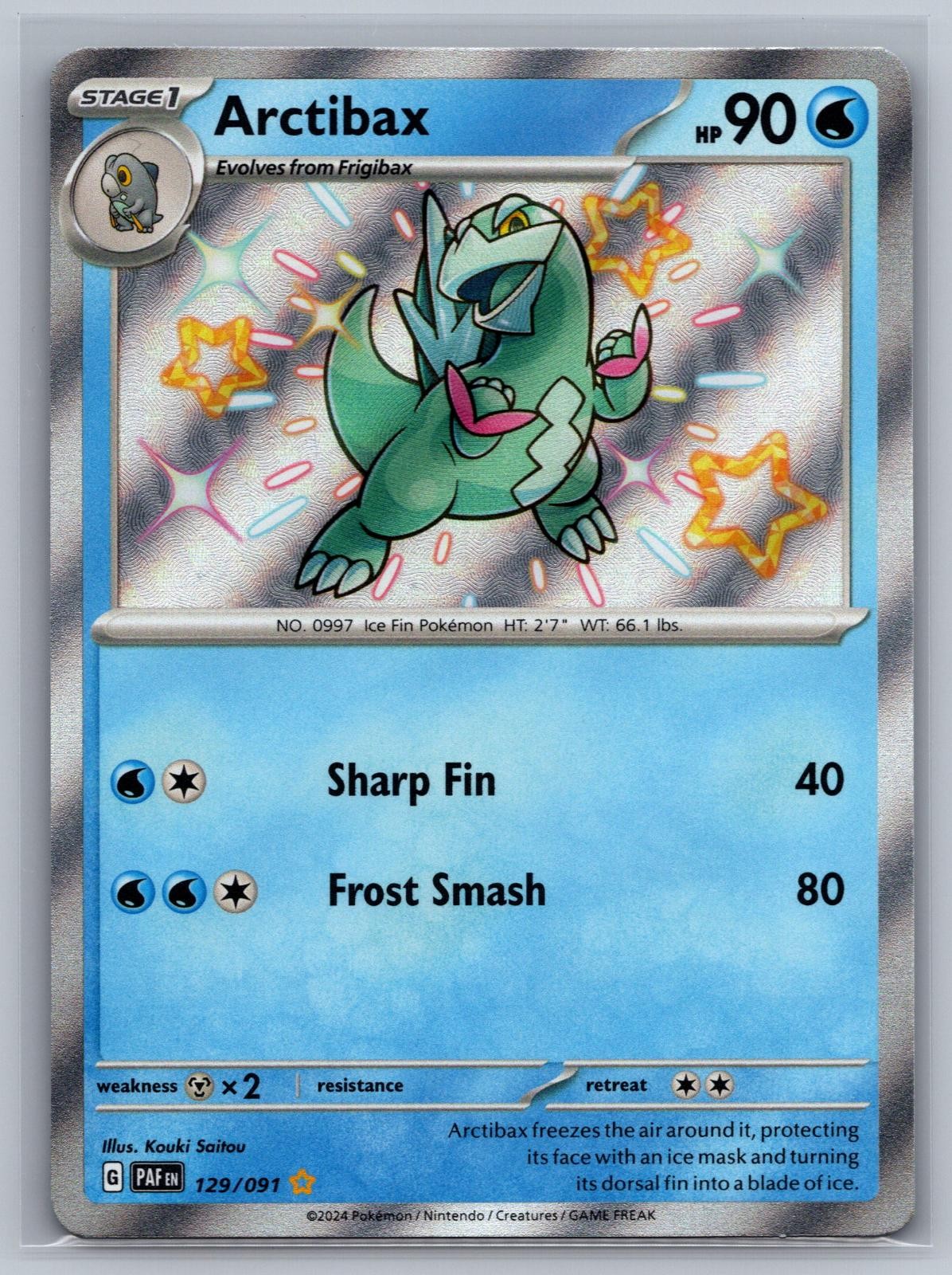 Arctibax 129/091 Shiny Rare Paldean Fates Pokemon Holo Near Mint