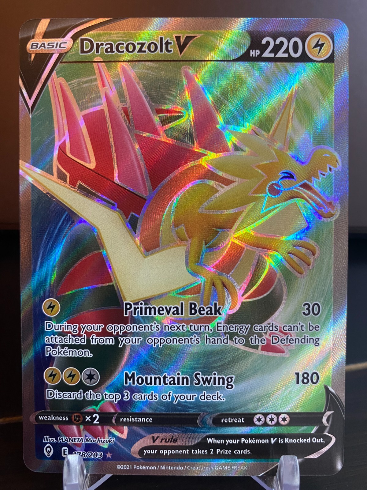 Pokemon Dracozolt V 178/203 Evolving Skies Full Art Ultra Rare Holo