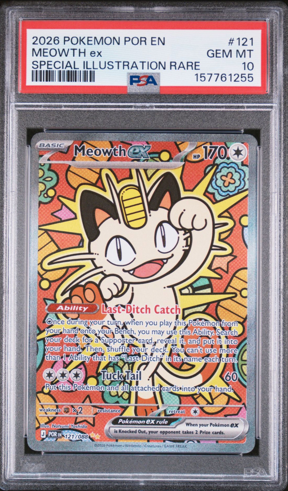 2026 POKEMON POR EN-PERFECT ORDER SPECIAL ILLUSTRATION RARE MEOWTH EX PSA 10