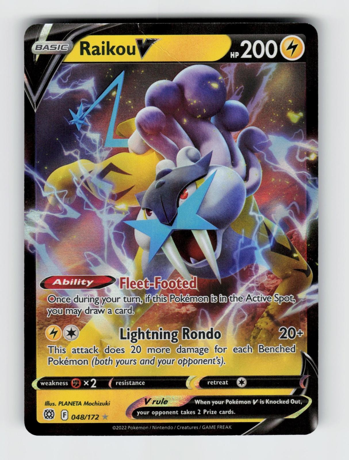 Raikou V 048/172 Holo V Rare Brilliant Stars Pokemon 2022 Moderately Played
