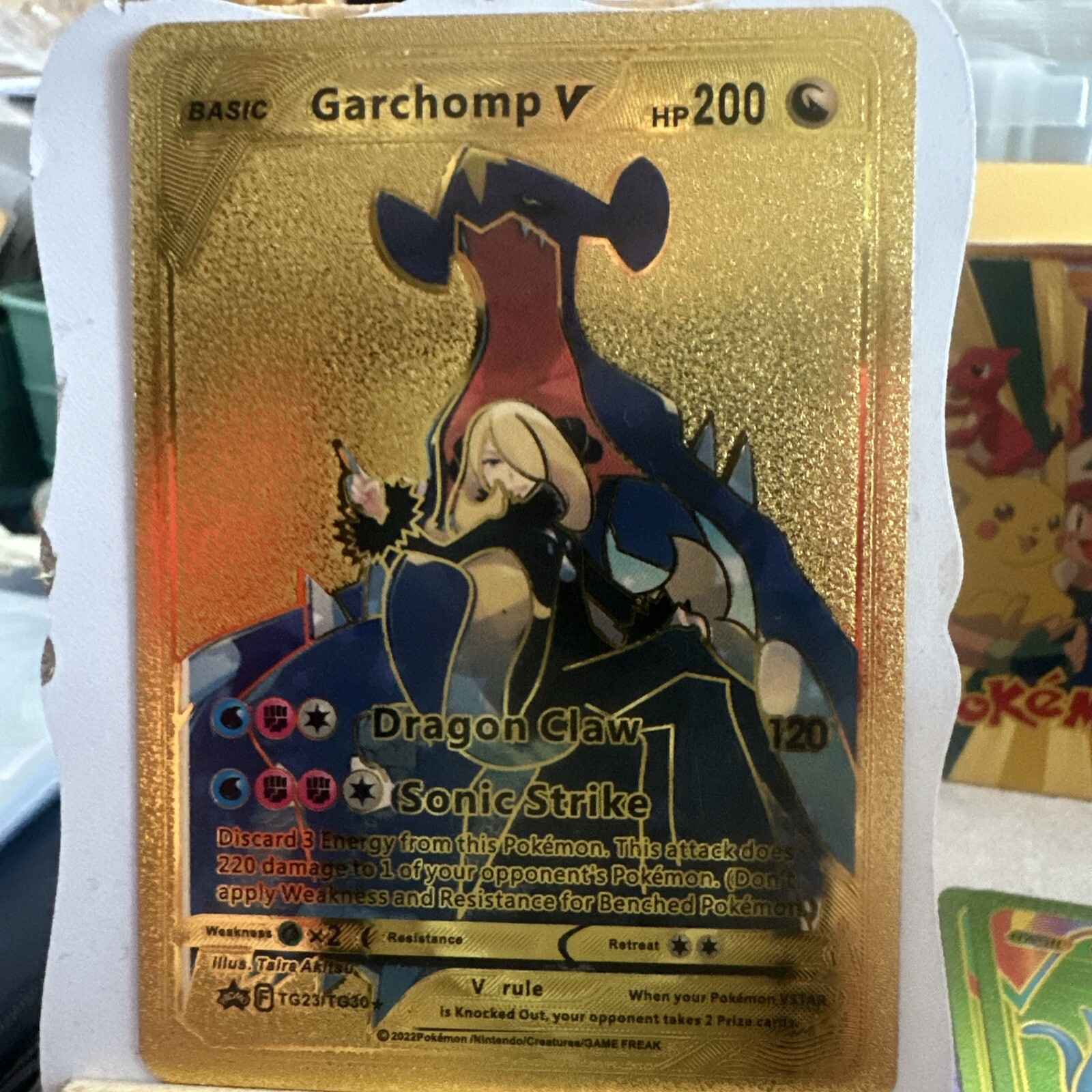 Garchomp V Gold Foil Fan Art Card Hp200 NM