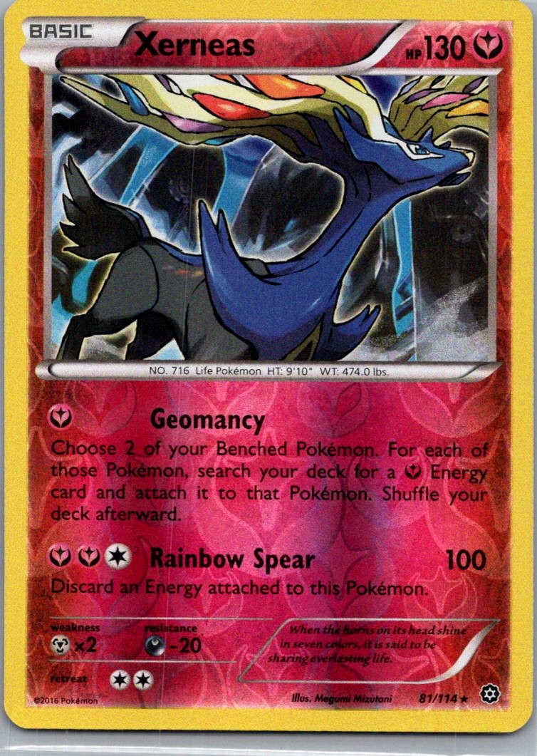 Xerneas 81/114 Rare Steam Siege Pokemon Reverse Holo Near Mint