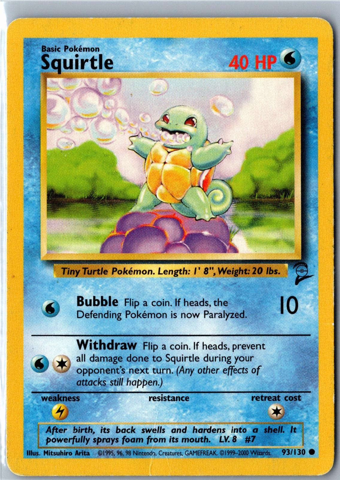 Squirtle – 93/130 – Base Set 2 – Common – Damaged – Vintage WOTC