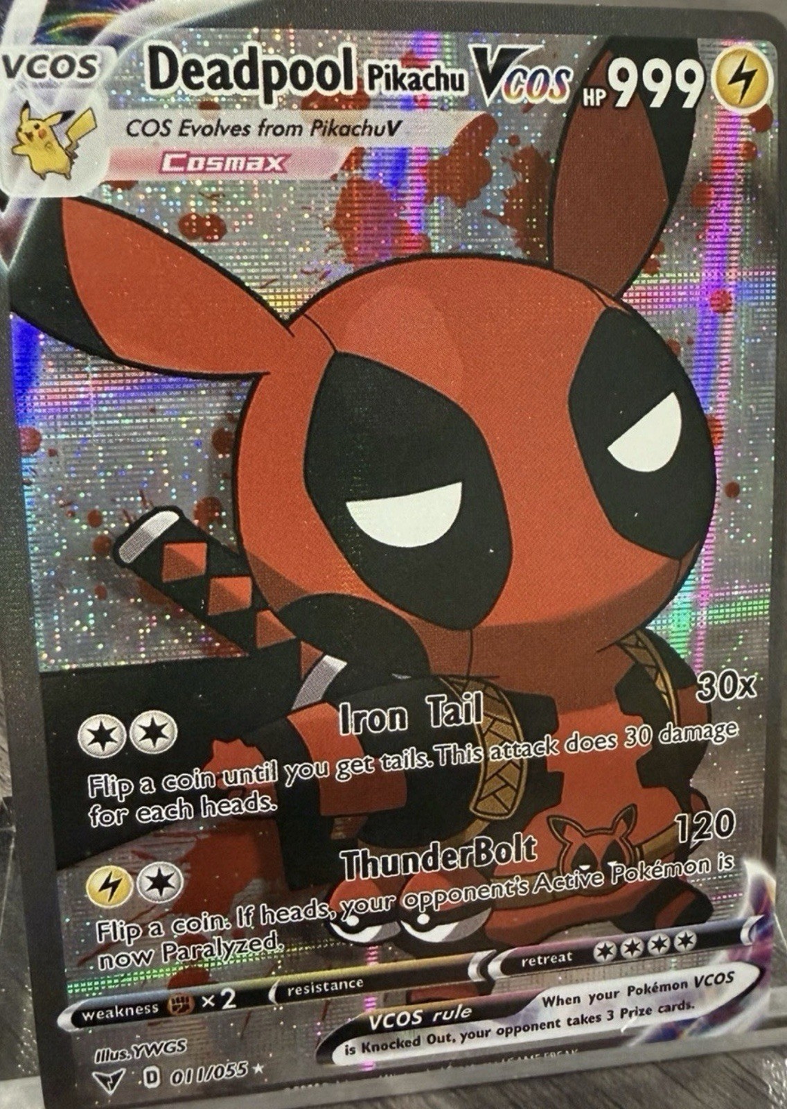 Deadpool Pikachu Holo Cosplay Card VCOS Pokemon Marvel