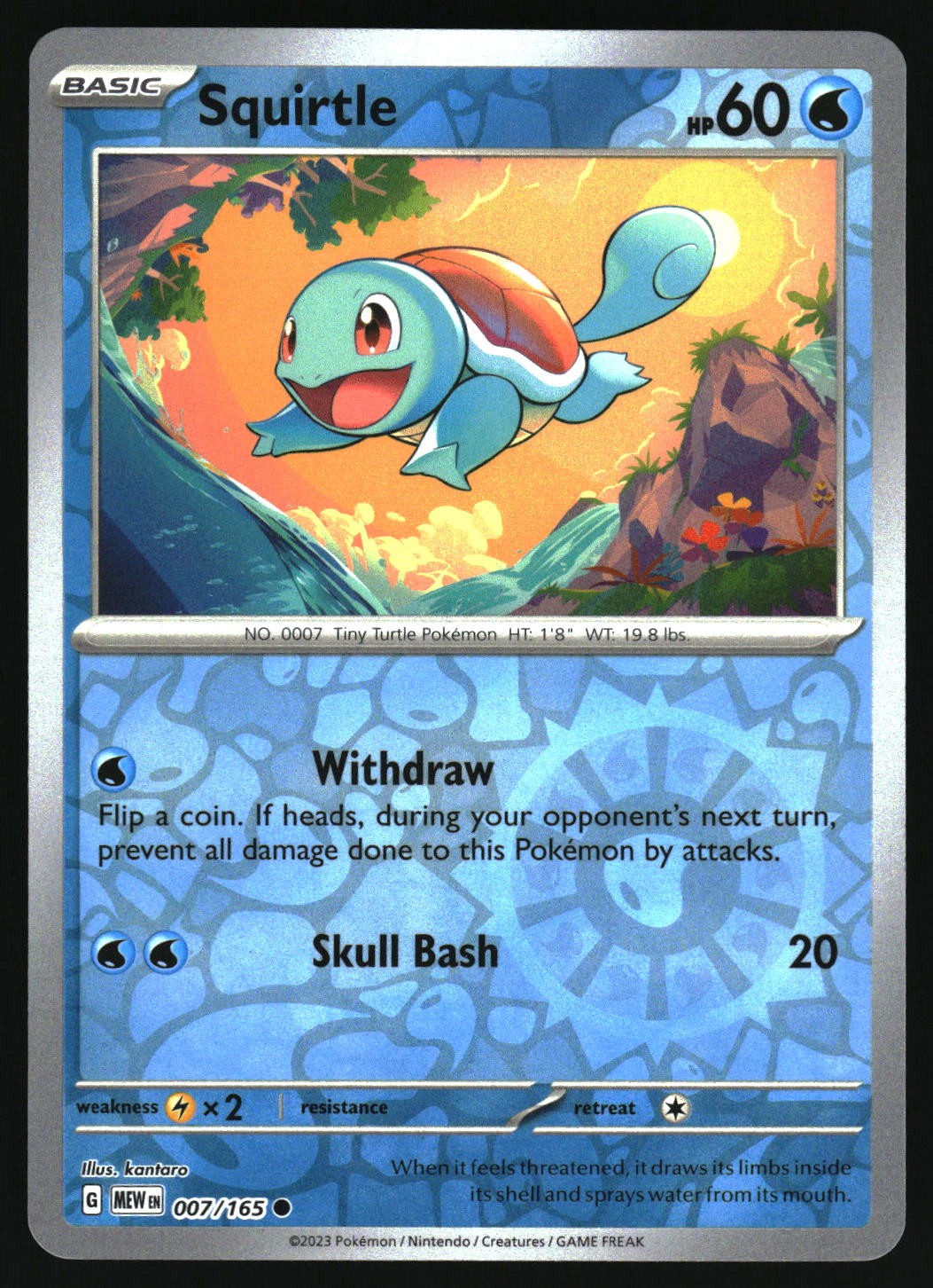 Pokemon Reverse Holo Squirtle SV: Scarlet & Violet 151 007/165 NM