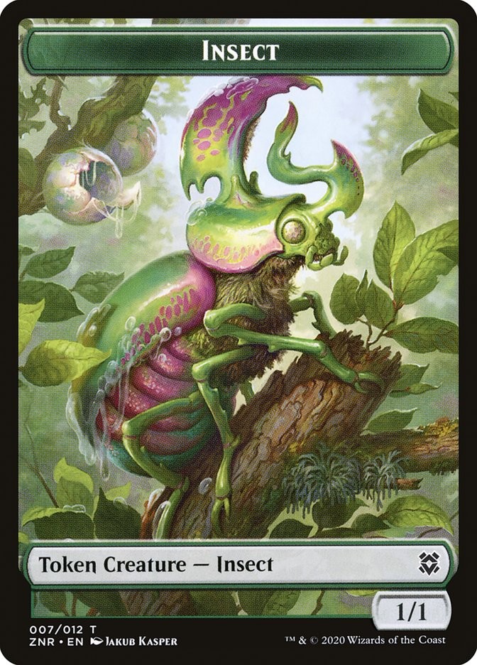 Angel Warrior (001) // Insect (007) Foil Token Zendikar Rising x4 4x ZNR MTG