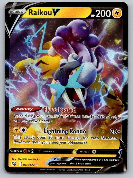 Raikou V 048/172 Holo V Rare Brilliant Stars Pokemon Holo Near Mint