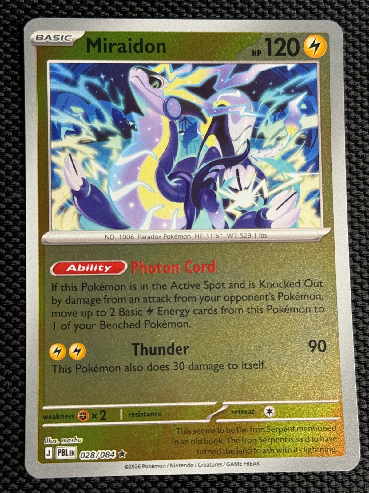 Miraidon Reverse Holo Rare ME05: Pitch Black 028/084 NM