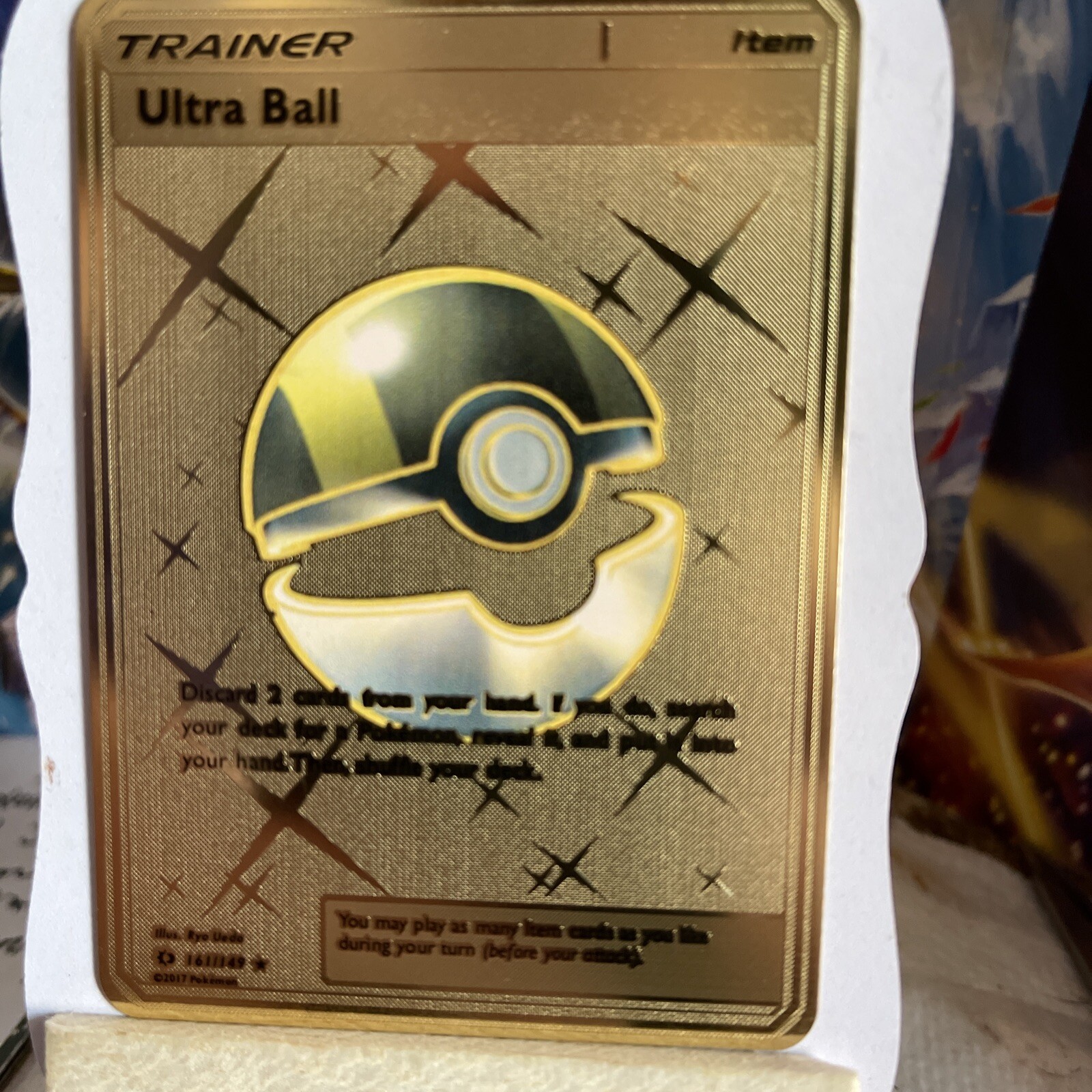 Trainer Ultra Ball Sun & Moon Base Set Metal Gold Card 💥Fan Art💥