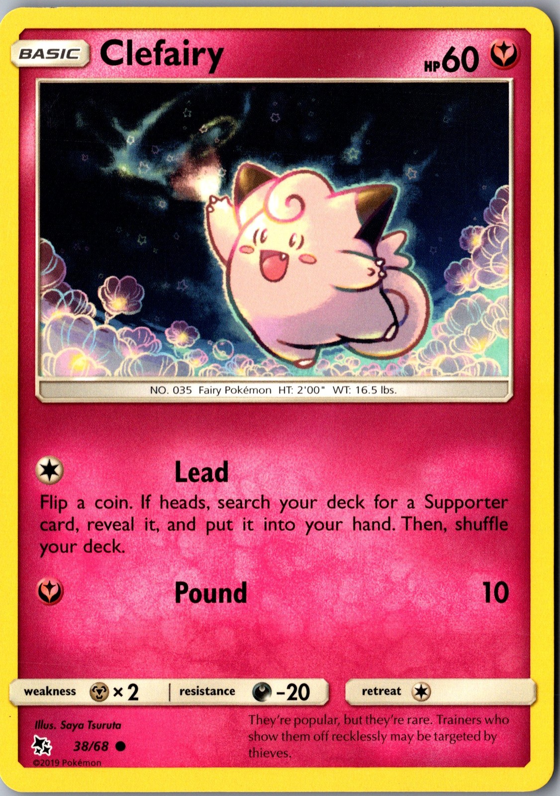 Clefairy 38/68 Common Hidden Fates Lightly Played Pokemon Card Fan Favorite