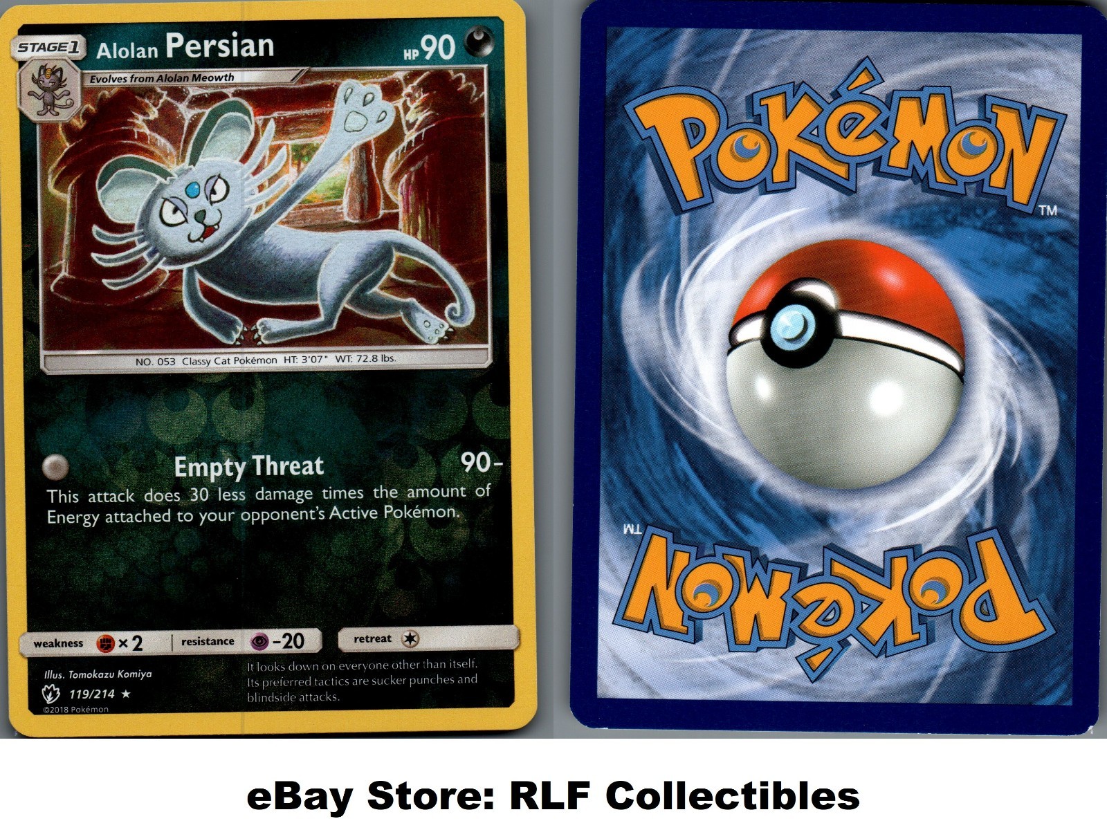 2018 Pokemon, S&M Lost Thunder, #119/214 Alolan Persian, Reverse Holo Rare