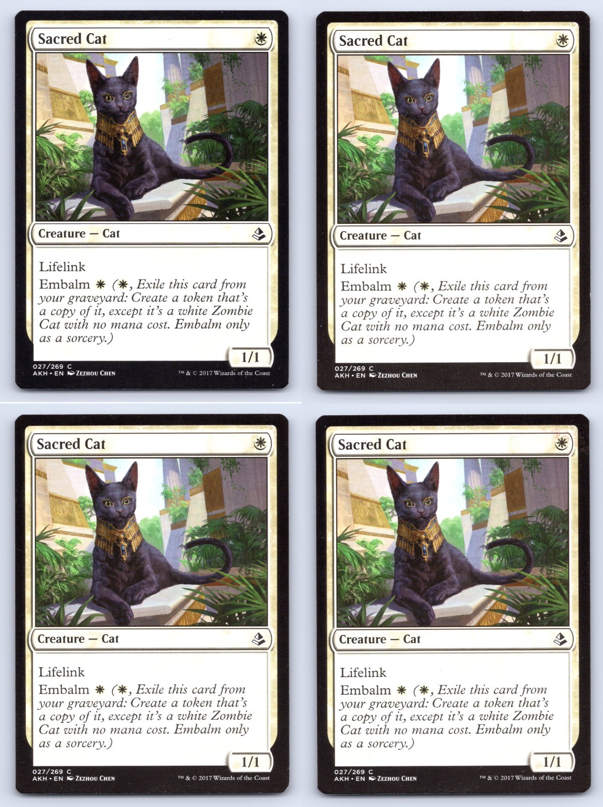 Sacred Cat x4 Playset Common Amonkhet Magic: The Gathering Near Mint