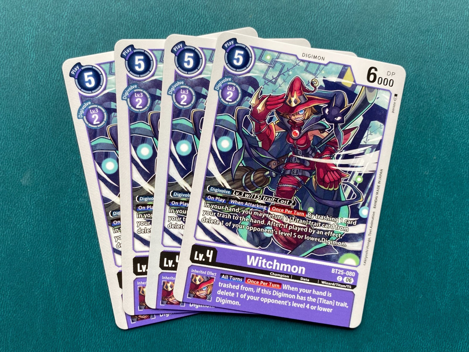 Witchmon BT25-080 Playset Dual Revolution Digimon Card Game x4