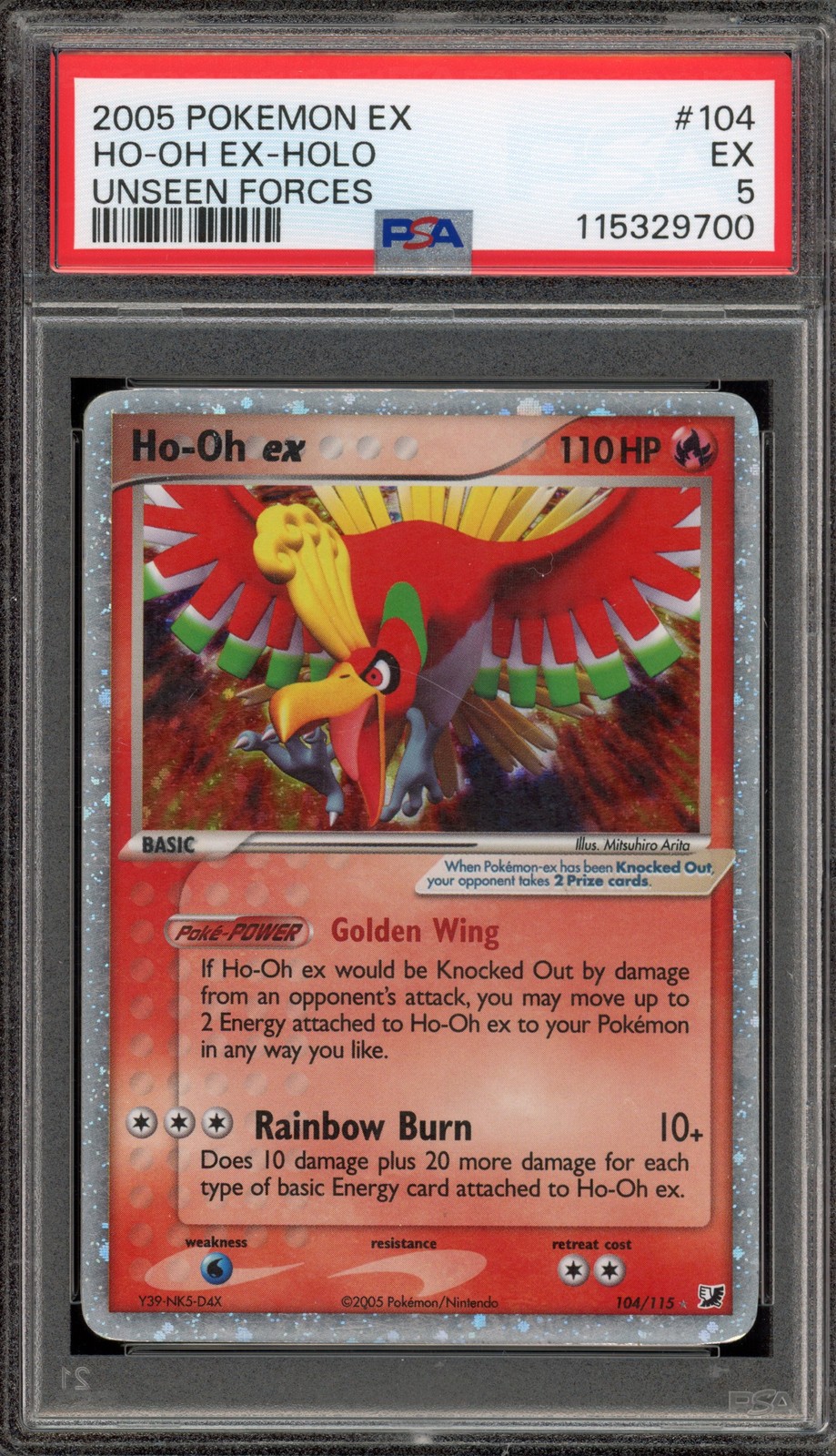 Pokemon Ho-Oh ex EX Unseen Forces Holo Ultra Rare #104 PSA 5