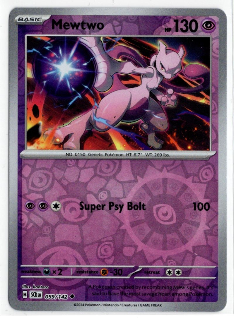 Pokemon Stellar Crown Reverse Holo 059/142 Mewtwo