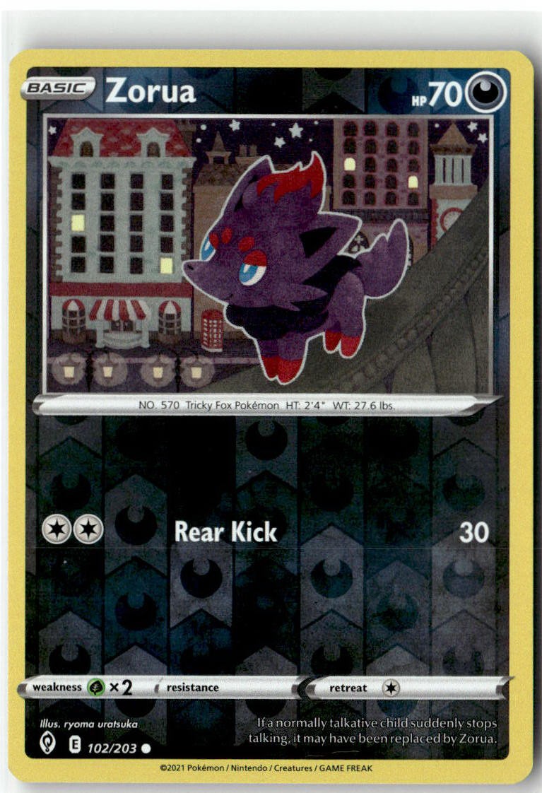 Zorua 102/203 Common Evolving Skies Pokemon Reverse Holo NM/M