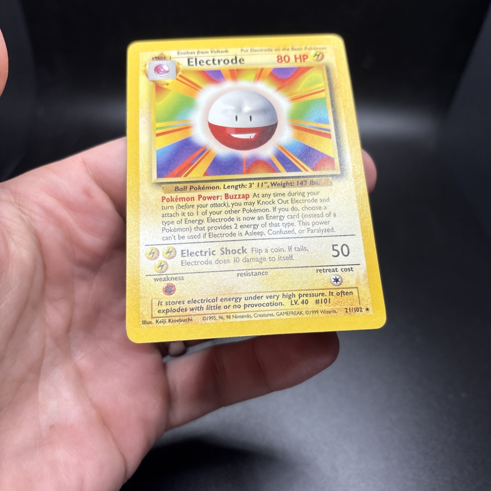 Pokemon: Electrode #21/102 Rare Base Set WOTC 1999 Non-holo Vintage LP -j