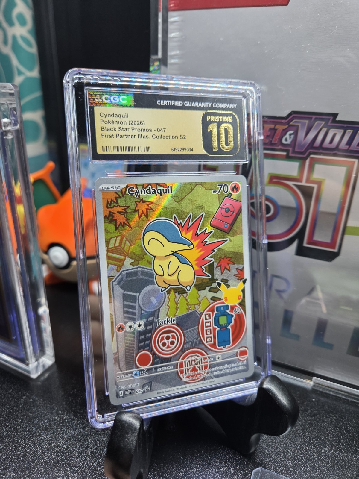 CGC 10 PRISTINE Cyndaquil 047 First Partner Series 2 Hoenn Promo Card