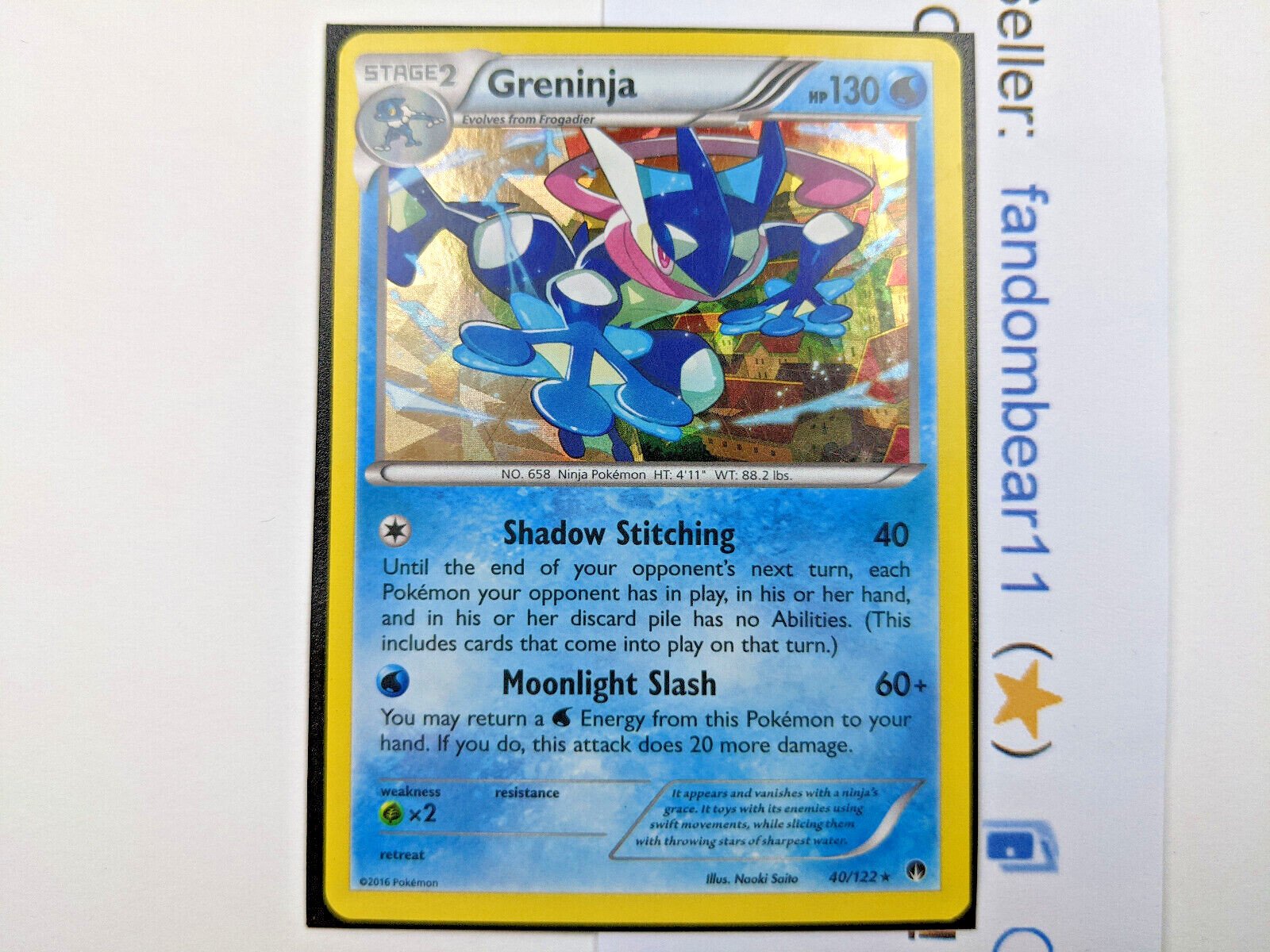 Greninja SHATTERED HOLO Cracked Ice PROMO card 40/122 XY Breakpoint 2016 Pokemon