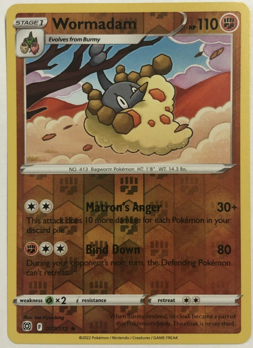 Pokemon – Wormadam – 077/172 – Rare – REVERSE Holo – Brilliant Stars -NM/M -New