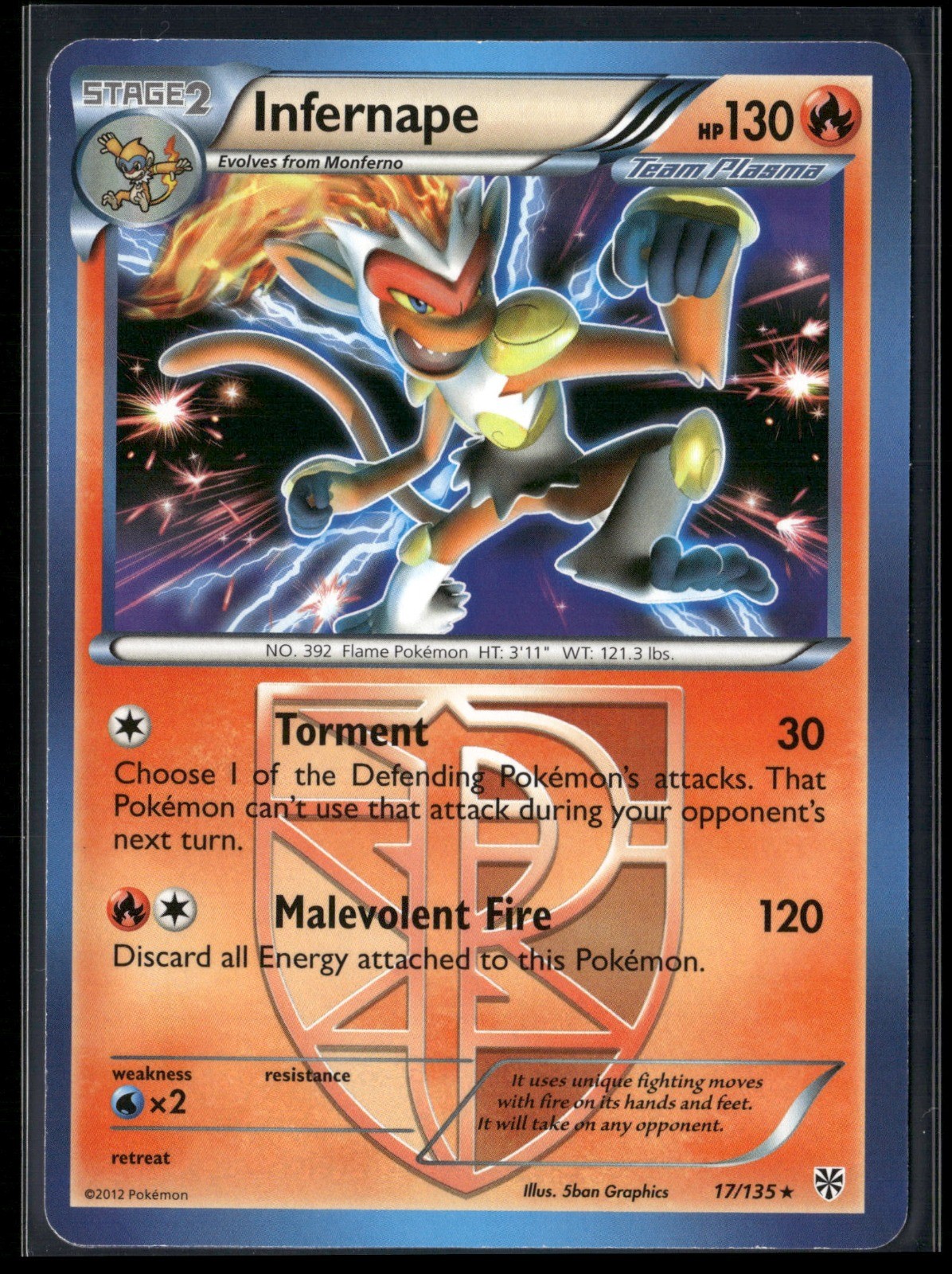 Infernape – 17/135 (BW Plasma Storm) Rare Deck Exclusives 017/135 NM