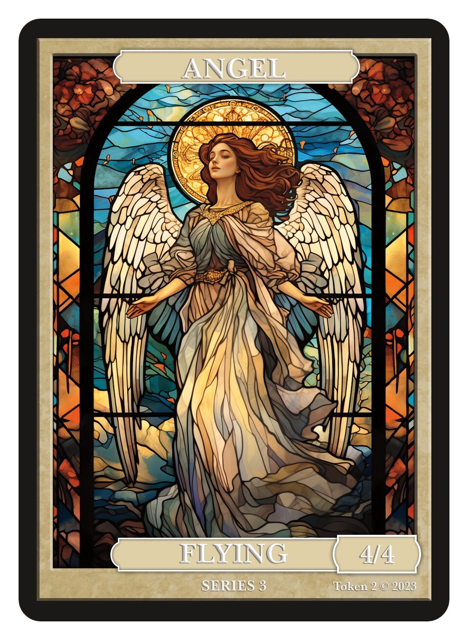 Angel 4/4 Stained Glass Token Givememana Tokens Magic the Gathering