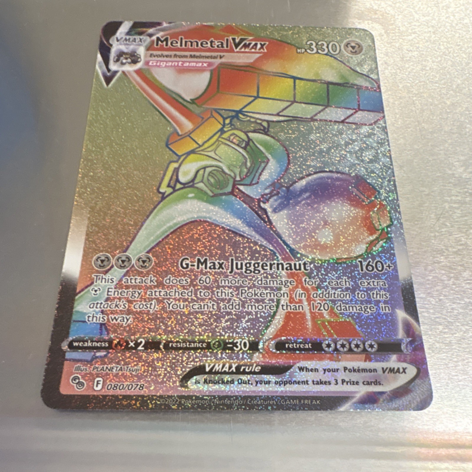 Pokemon GO Melmetal VMAX 080/078 Secret Rare Holo 330HP Eng 2022 Tsuji NM