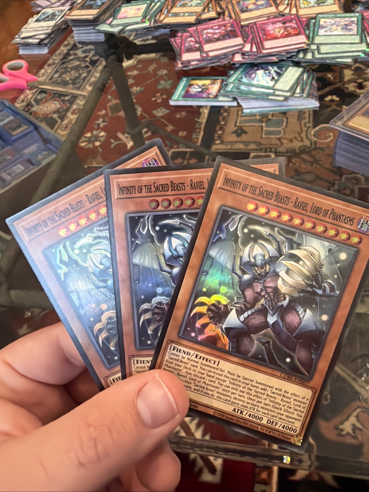3x Infinity of the Sacred Beasts – Raviel, Lord of Phantasms CORI-EN007 SR