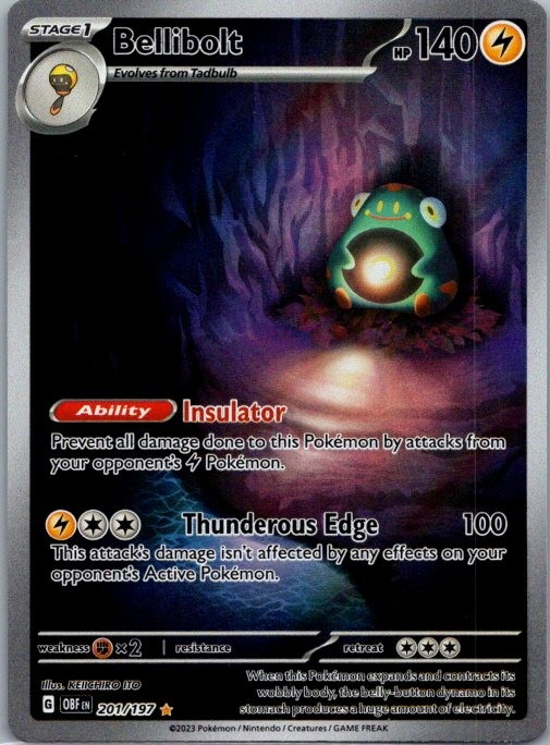 Bellibolt Illustration Rare SV03: Obsidian Flames 201/197 NM Holo