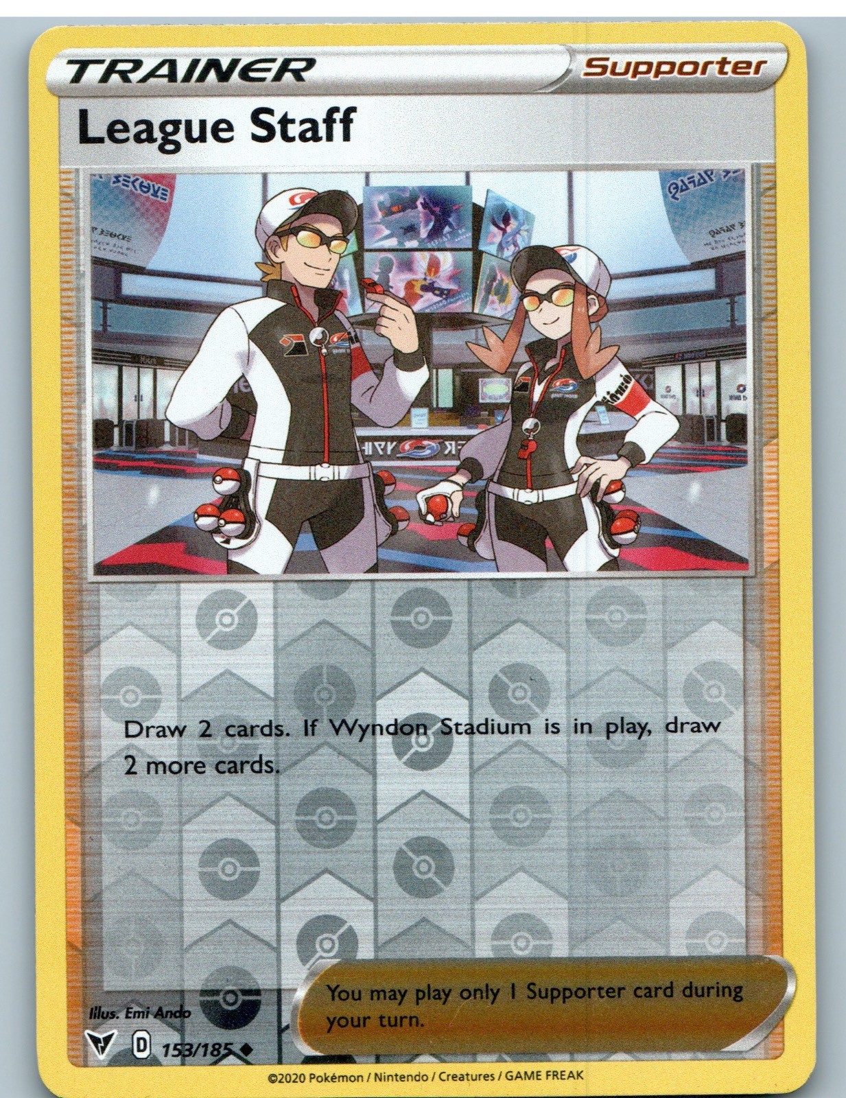 League Staff 153/185 Uncommon Vivid Voltage Pokemon Reverse Holo Near Mint
