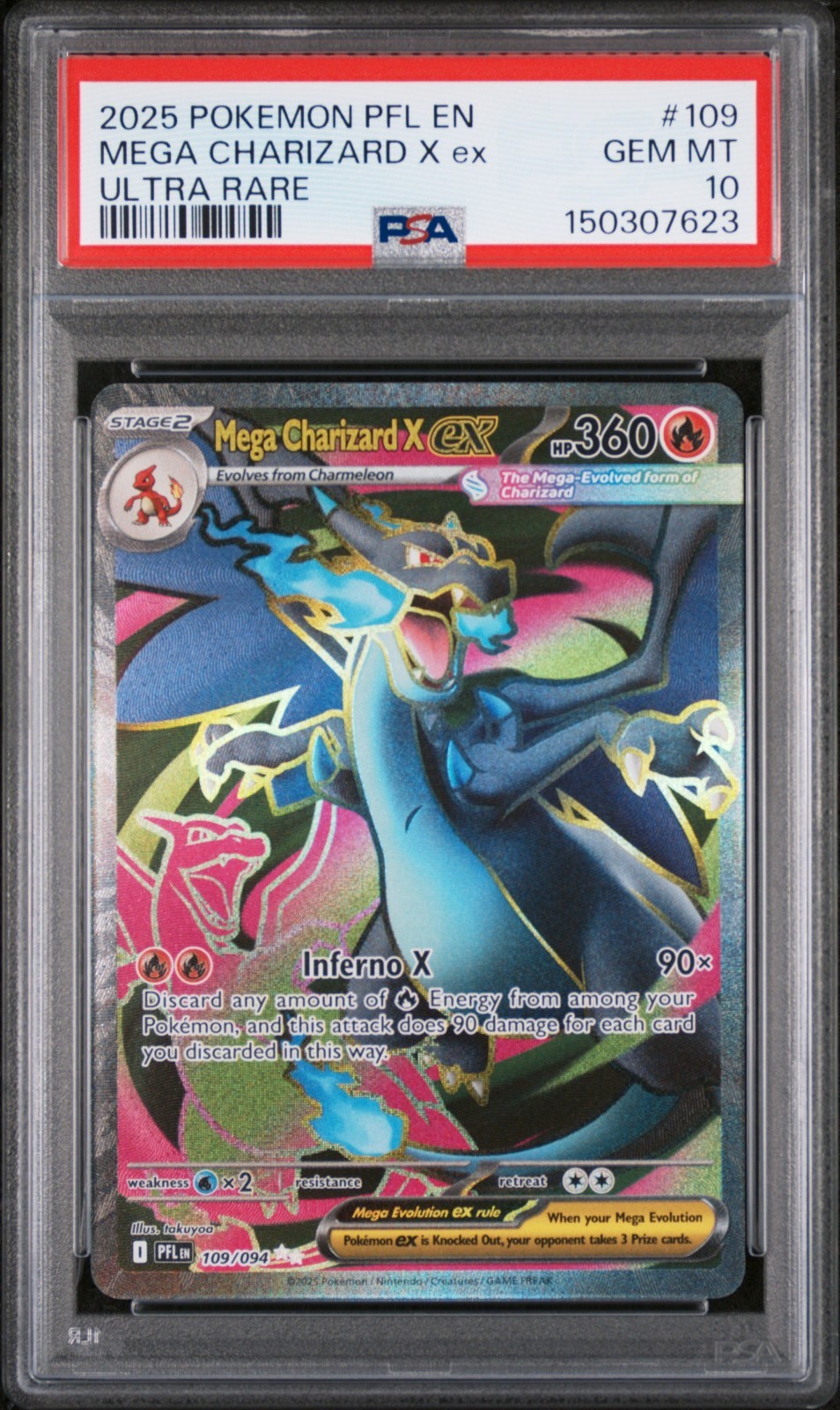 Mega Charizard X EX 109/094 Ultra Rare Pfl En-Phantasmal Flames Pokemon PSA 10